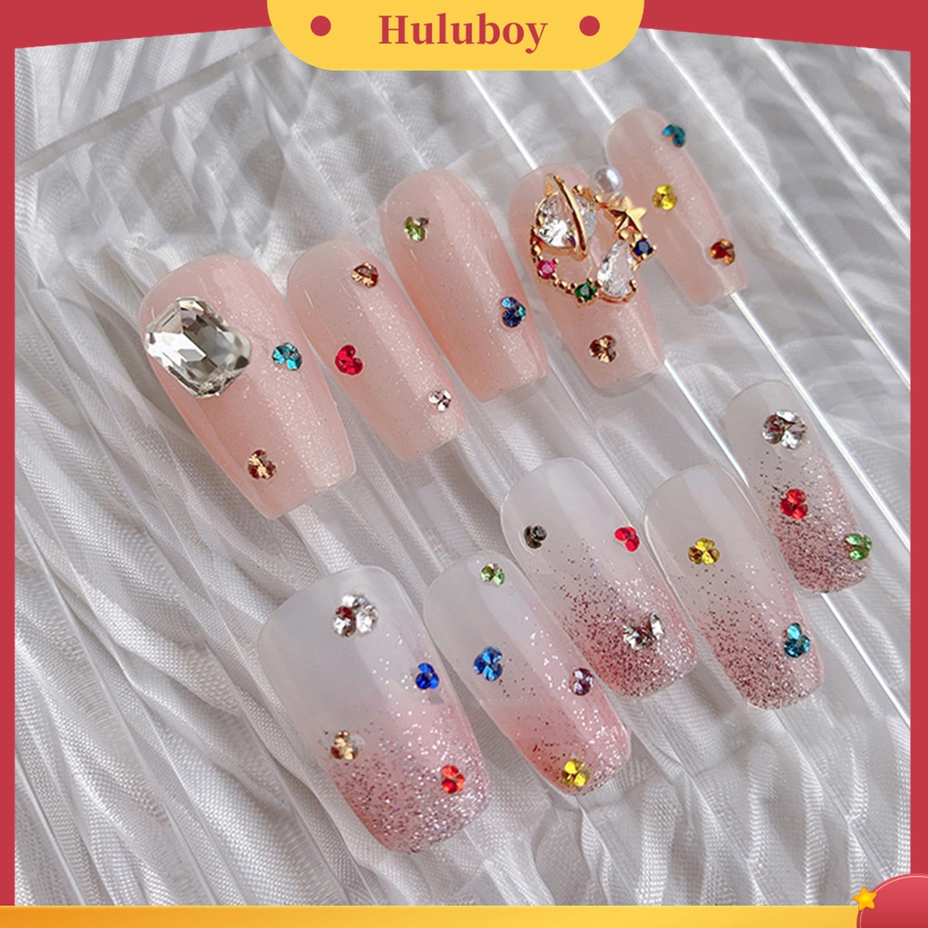 Huluboy Huluboy♡ 1440pcs / Kantong Berlian Imitasi Bulat Kecil Ringan Untuk Dekorasi Nail Art DIY