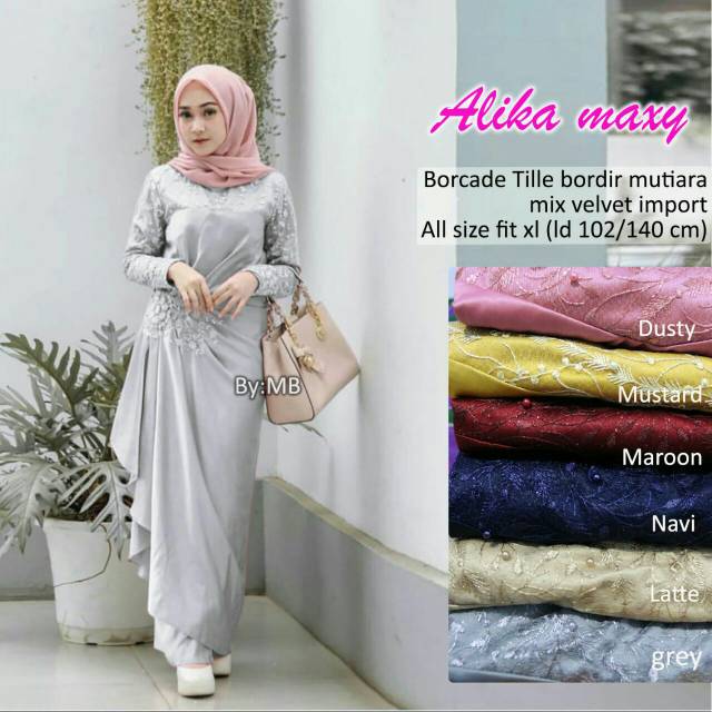 Alika maxy || gamis super mewah best seller!! Garansi harga termurah