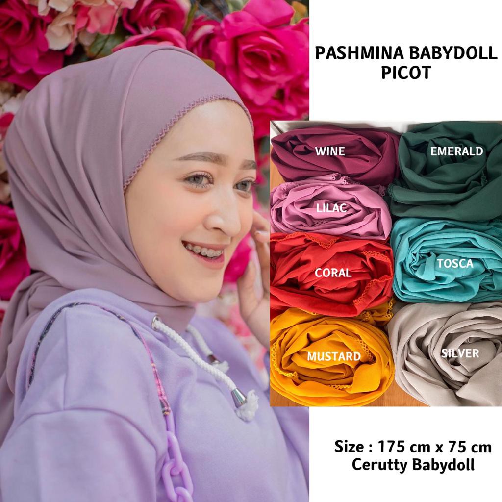 PASMINA BABYDOLL PICOT - pashmina murah / pashmina picot / hijab instan / hijab