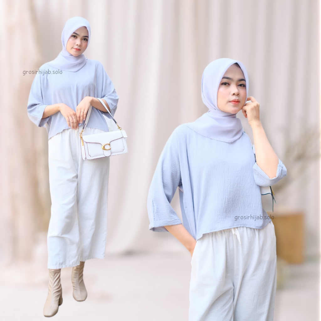 (AMD) BLOUSE BRILIAN KEMEJA CROP OVERSIZE AIRFLOW ATASAN WANITA