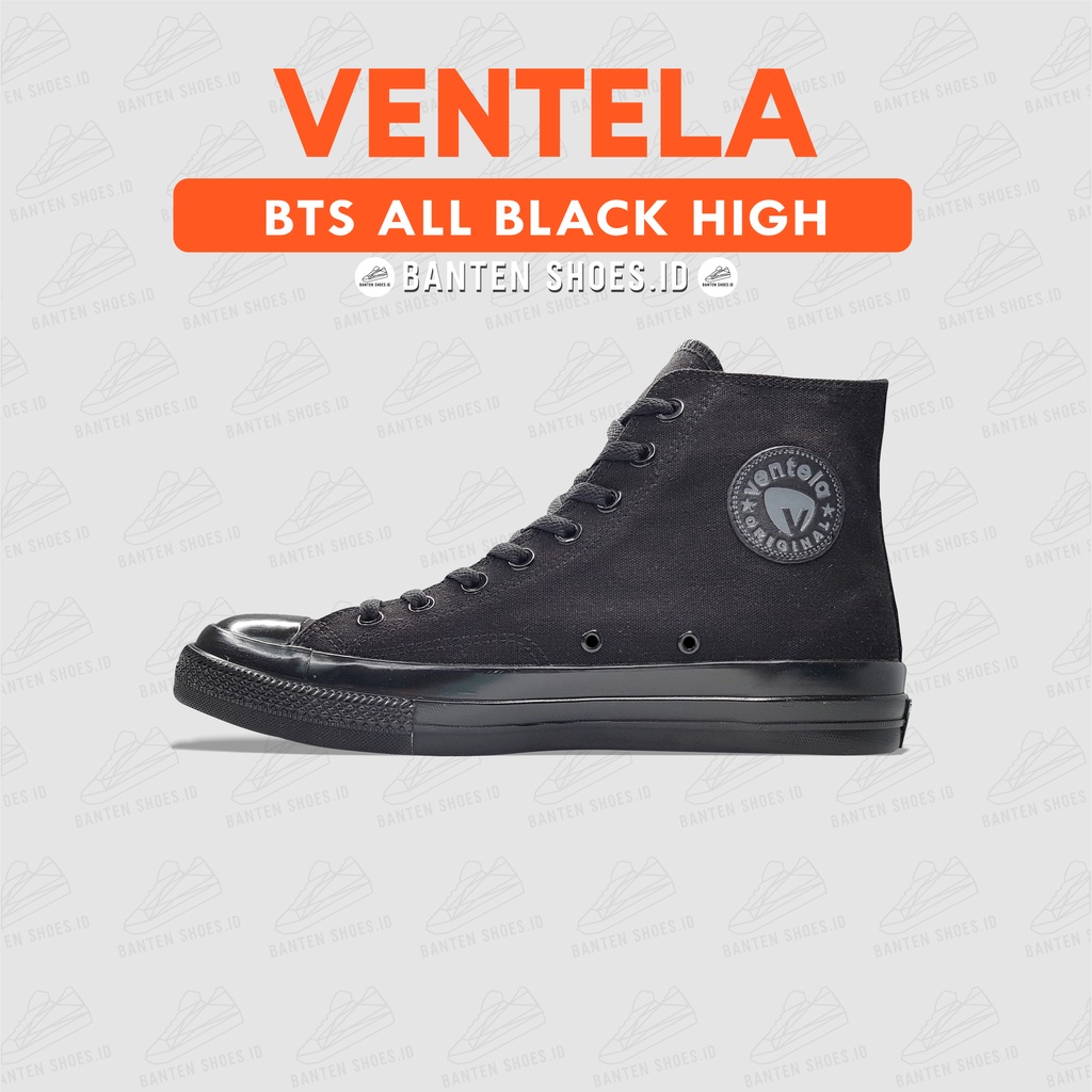 Sepatu Ventela BTS Back To 70s High All Black Original Ready Siap Kirim