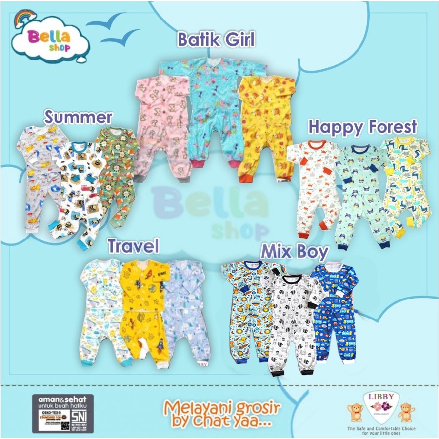 3 SETEL LIBBY SETELAN BAJU PANJANG KANCING TENGAH CELANA PANJANG FULL PRINT-BELLA SHOP