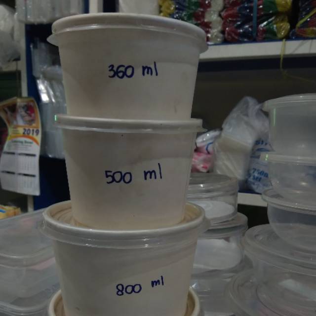 Paper bowl 360ml, 500ml, 650ml, 800ml tanpa tutup isi 25 pcs paperbowl