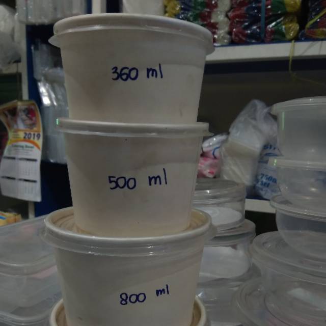 Paper bowl (800ML) - Paperbowl Mangkok kertas ukuran 800ml paperbowl PAPER BOWL 360ml 500ml 650ml 800ml + TUTUP Putih / Mangkok Kertas PAPERBOWL 12oz 17oz 22oz 27oz