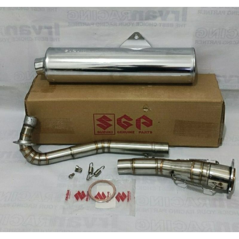 KNALPOT SUPRA X 125 FULL SET SILENCER CKD ORIGINAL SUZUKI