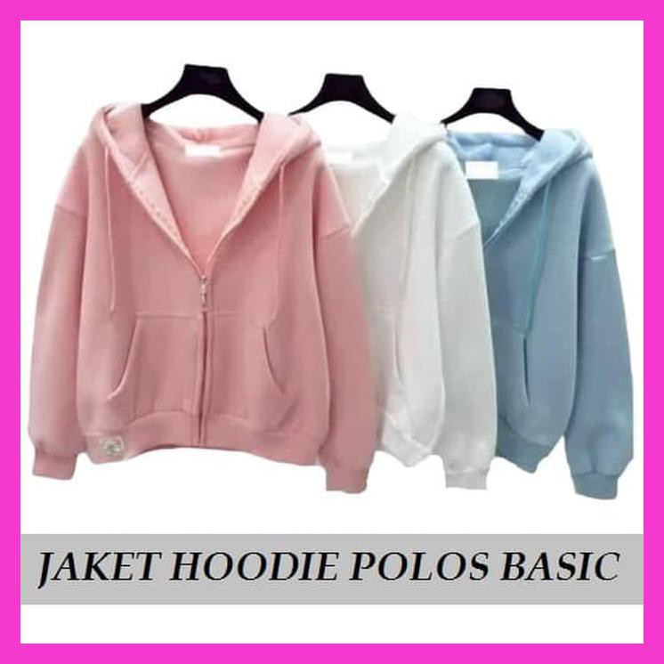 MICHELLESTORE JAKET BOMBER HOODIE WANITA BASIC POLOS - PUTIH