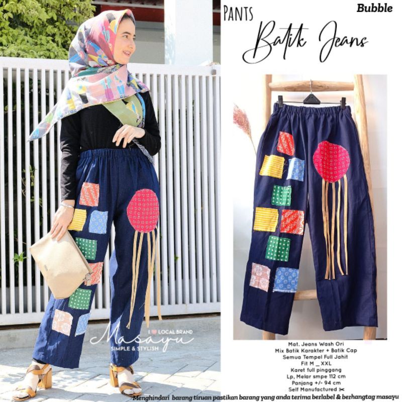 Celana Jeans Wanita Kekinian Batik Jeans Wash Ori Masayu