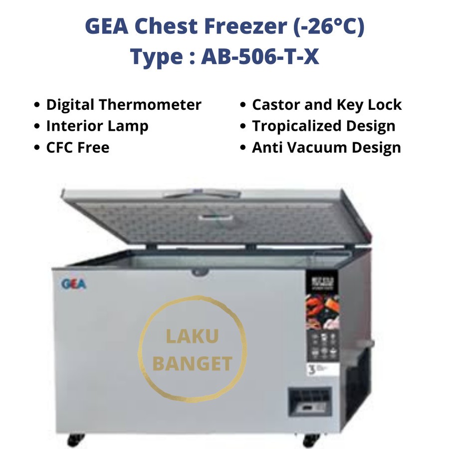 GEA Chest Freezer AB506 Garansi Resmi / Freezer GEA AB 506 TX Free Ongkir / Freezer GEA 492 Liter