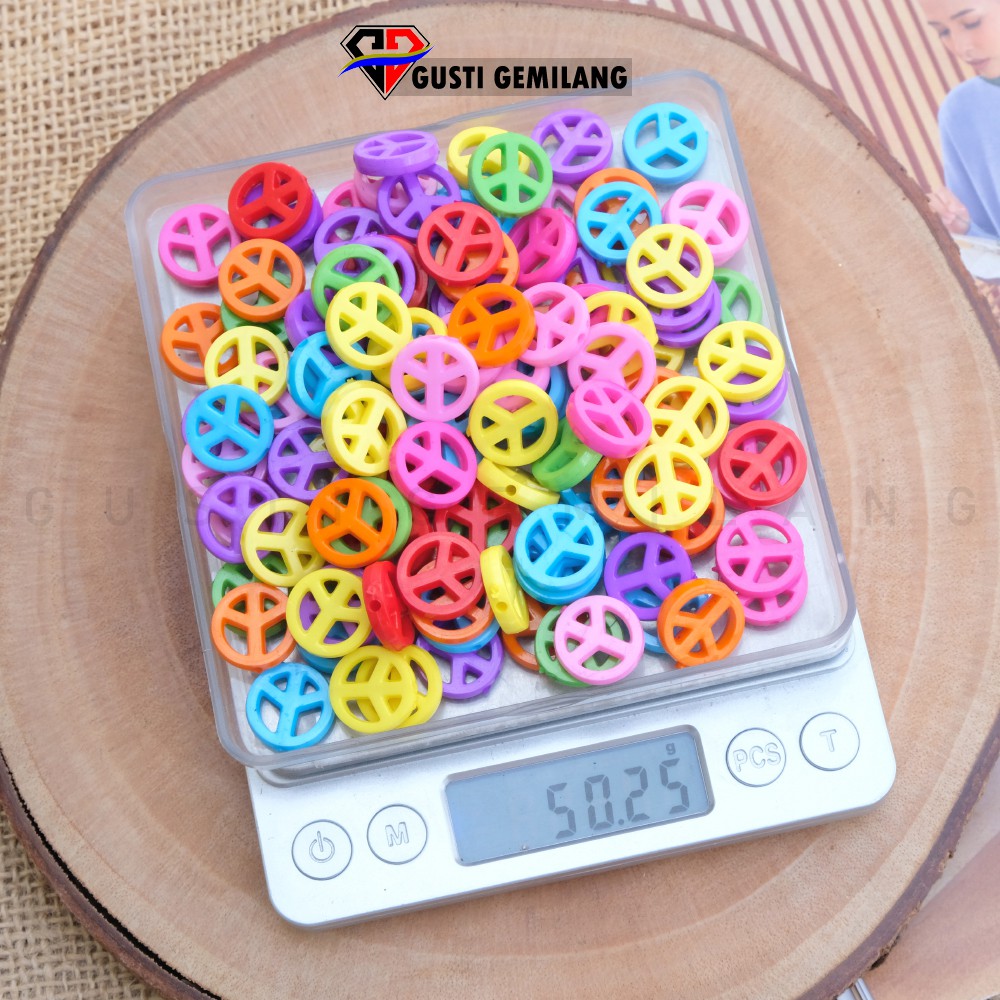 Isi 12pcs Lambang Peace Warna Warni Lucu Kerajinan Tangan