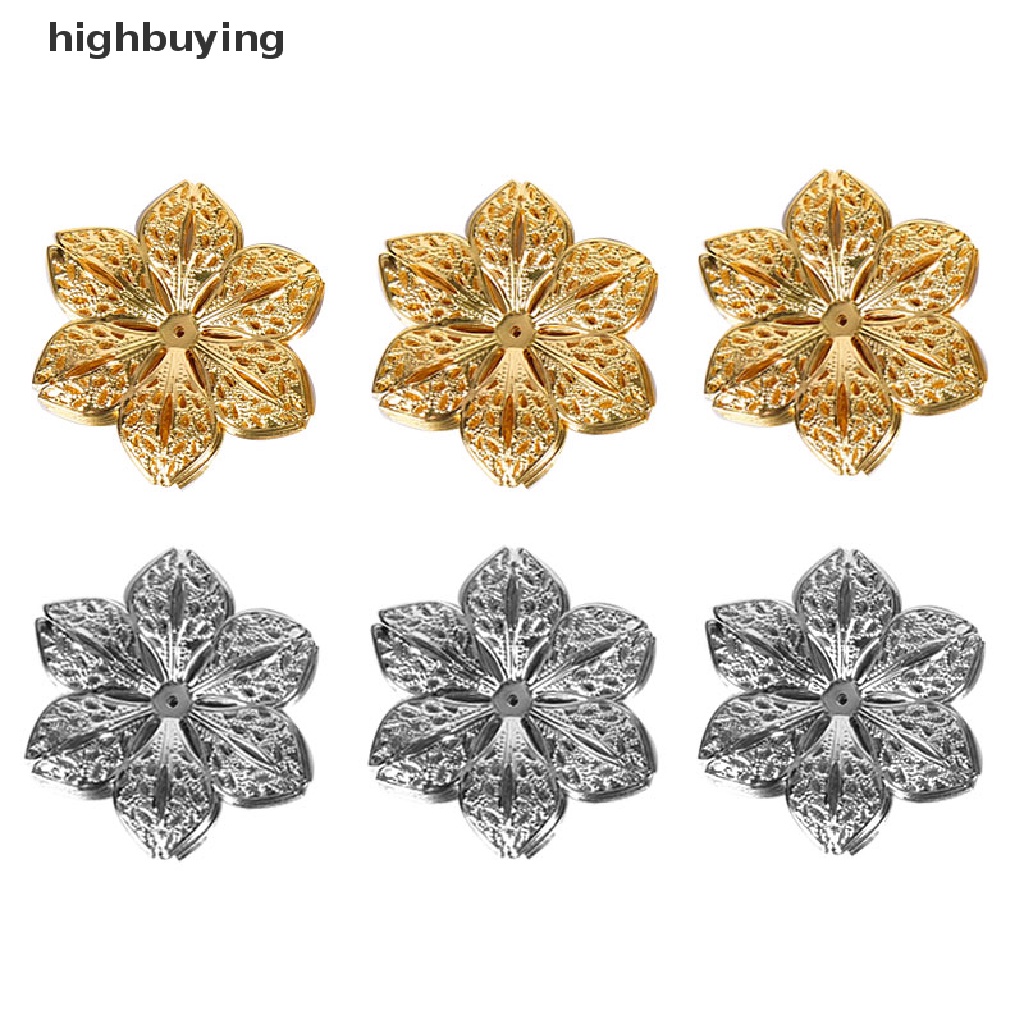 Hbid 50Pcs / Set Charm Konektor Bentuk Bunga Filigree Untuk Liontin Perhiasan DIY