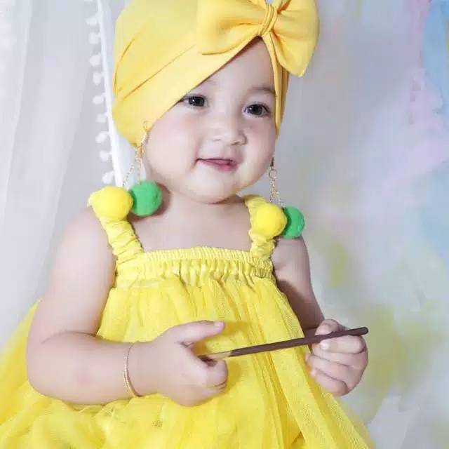 Turban Anting Pompom / Turban Bayi / Turban Anak