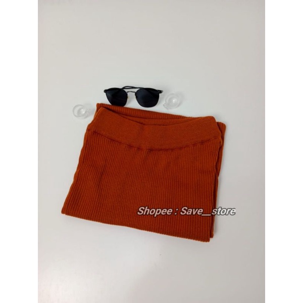 Rok Span Rajut • Rok Rajut Premium • Rok Span Rajut Knitted • Rok Rajut Knitted-Coral