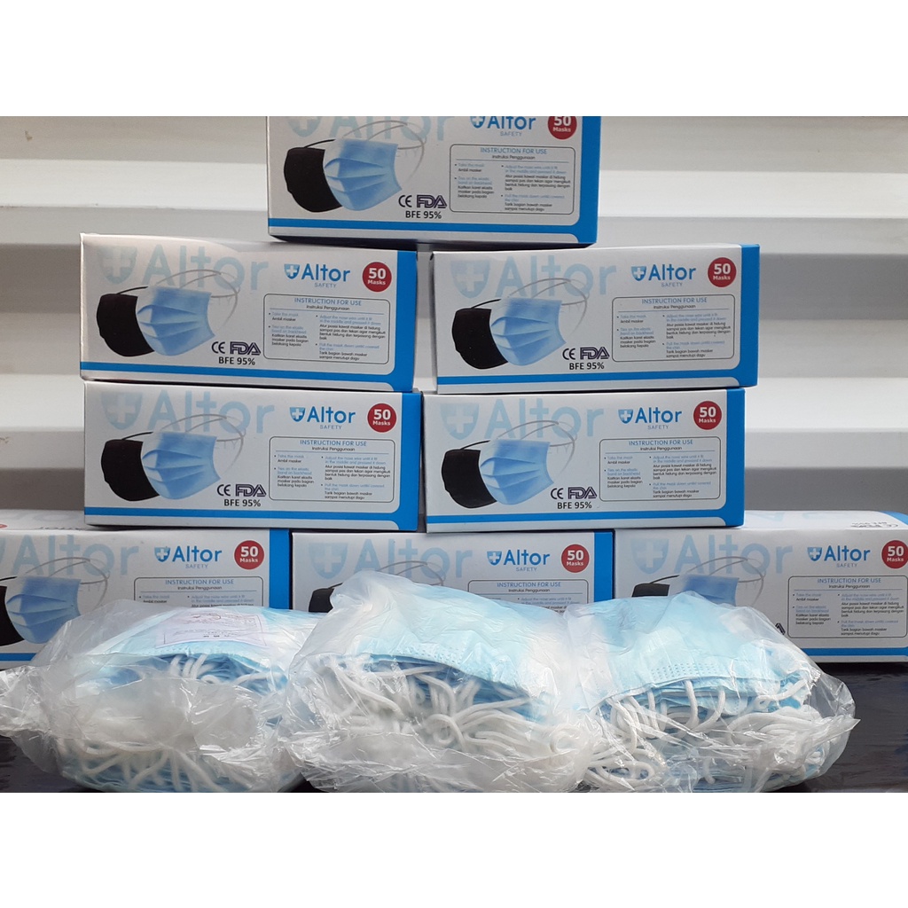 Masker murah Hijab ALTOR Murah 3ply isi 50 Pcs Headloop 3 Ply