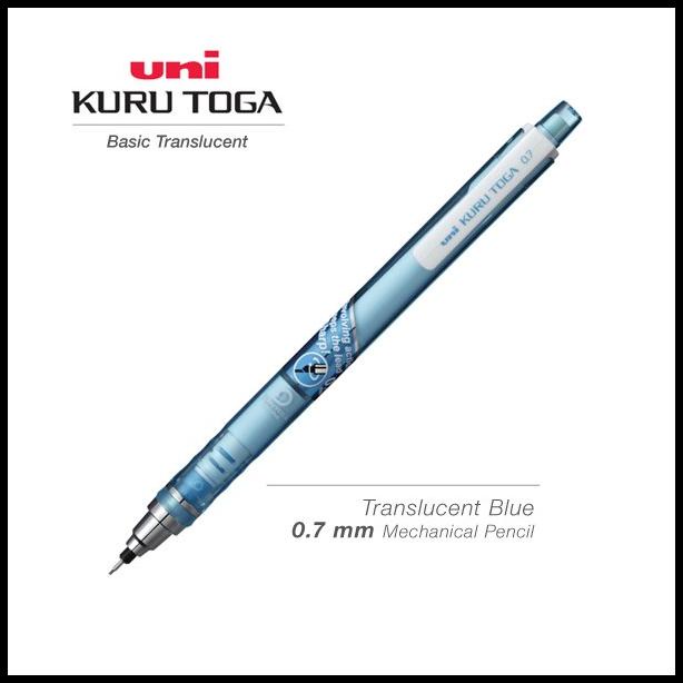 

Caramel | Uni Kuru Toga Mechanical Pencil 0.7 Mm Translucent Blue