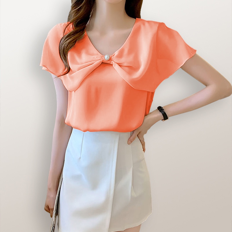 Blus sifon tanpa lengan gaya Korea Variasi double layer - XSHOP Desire