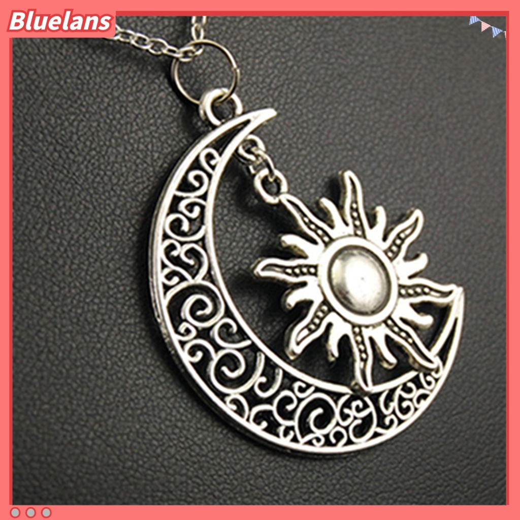 Bluelans Kalung Rantai Bentuk Bulan Matahari Bahan Alloy Gaya Vintage Untuk Unisex