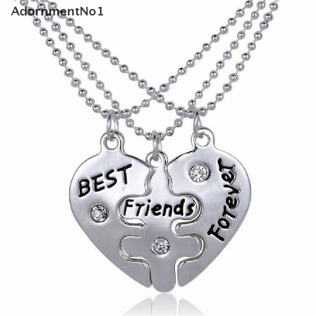 (AdornmentNo1) Kalung Rantai Dengan Liontin Hati Motif Tulisan Best Friends Untuk Wanita