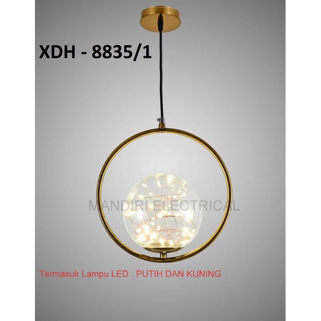 Lampu Gantung bola kaca Bening modern minimalis Gold