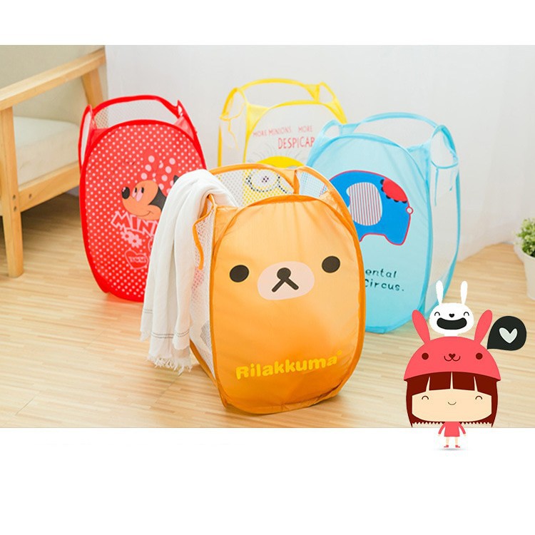 DD33 Keranjang Baju Basket sama plastik yg terdapat pada foto MOTIF lipat karakter lucu (1KG=13PCS)