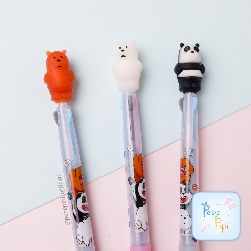 Pena 3 Warna WBB We Bare Bear Pulpen Beruang Pena Pen Bolpen Bolpoint Gelpen Grizzly Panda Ice Bear