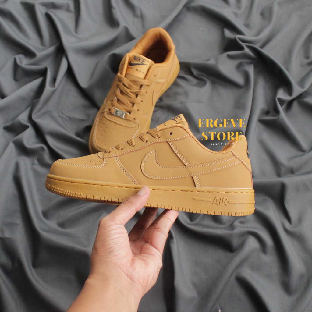 MAN & LADIES SEPATU PUTIH AIR FORCE 1 LV8 MID LOW PUTIH POLOS WANITA SNEAKERS FULL WHITE BROWN-FULL BROWN