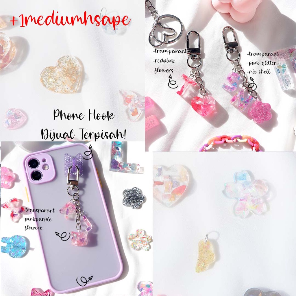 (LOBSTER HOOK)CUSTOM GANTUNGAN KUNCI MOTOR/MOBIL/RUMAH/GANTUNGAN HP/USB/KPOP/RESIN KEYCHAIN MINI RESIN INITIALS ALPHABET LUCU UNIK