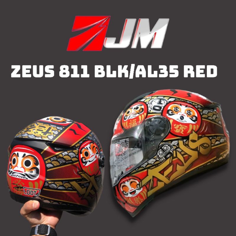 Zeus 811 BLACK / AL35 RED Helm Harian /Touring HITAM Merah