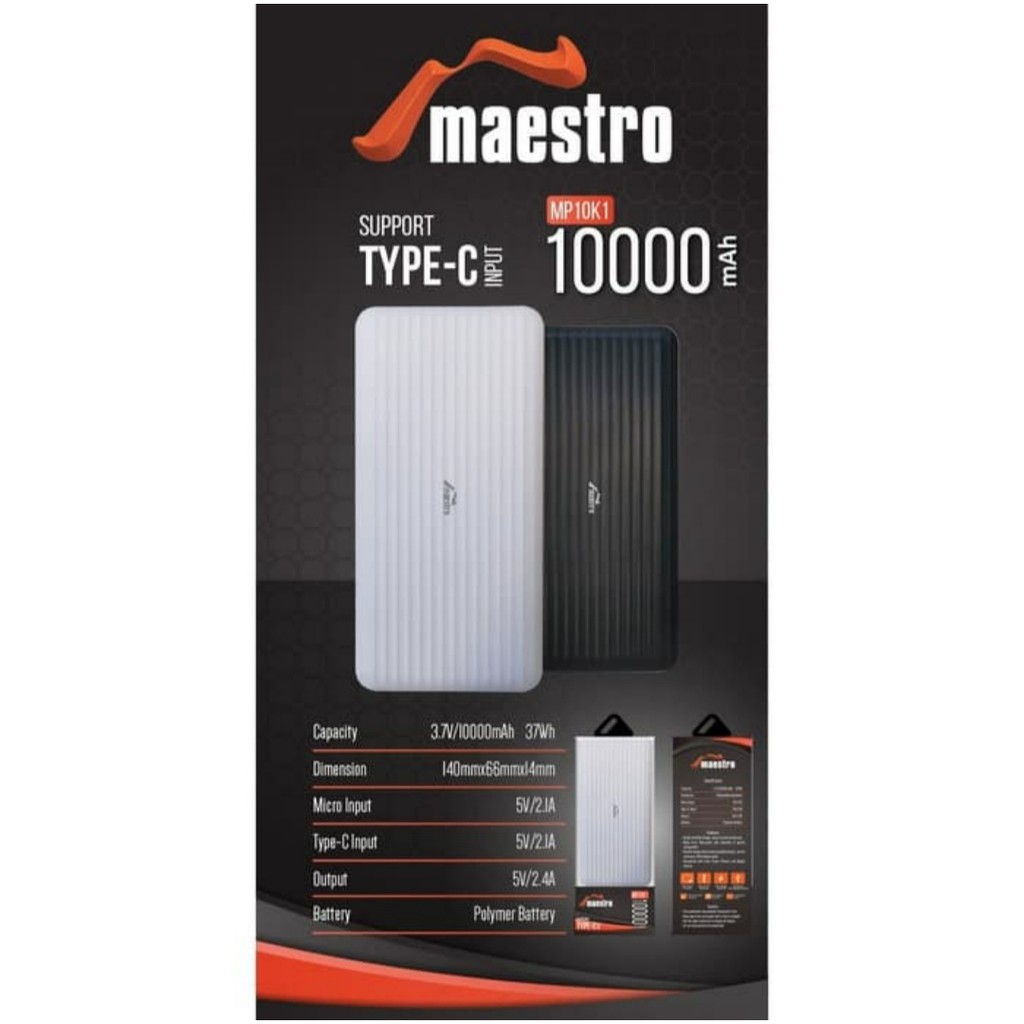 KHANZAACC Maestro PowerBank MP10K1 10000 mAh Type C Input Slim Design