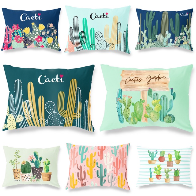 Bantal Tidur Anak Print Motif Tanaman Kaktus / Cactus / Cacti Ukuran 45x30 cm - Pusat Kado Murah