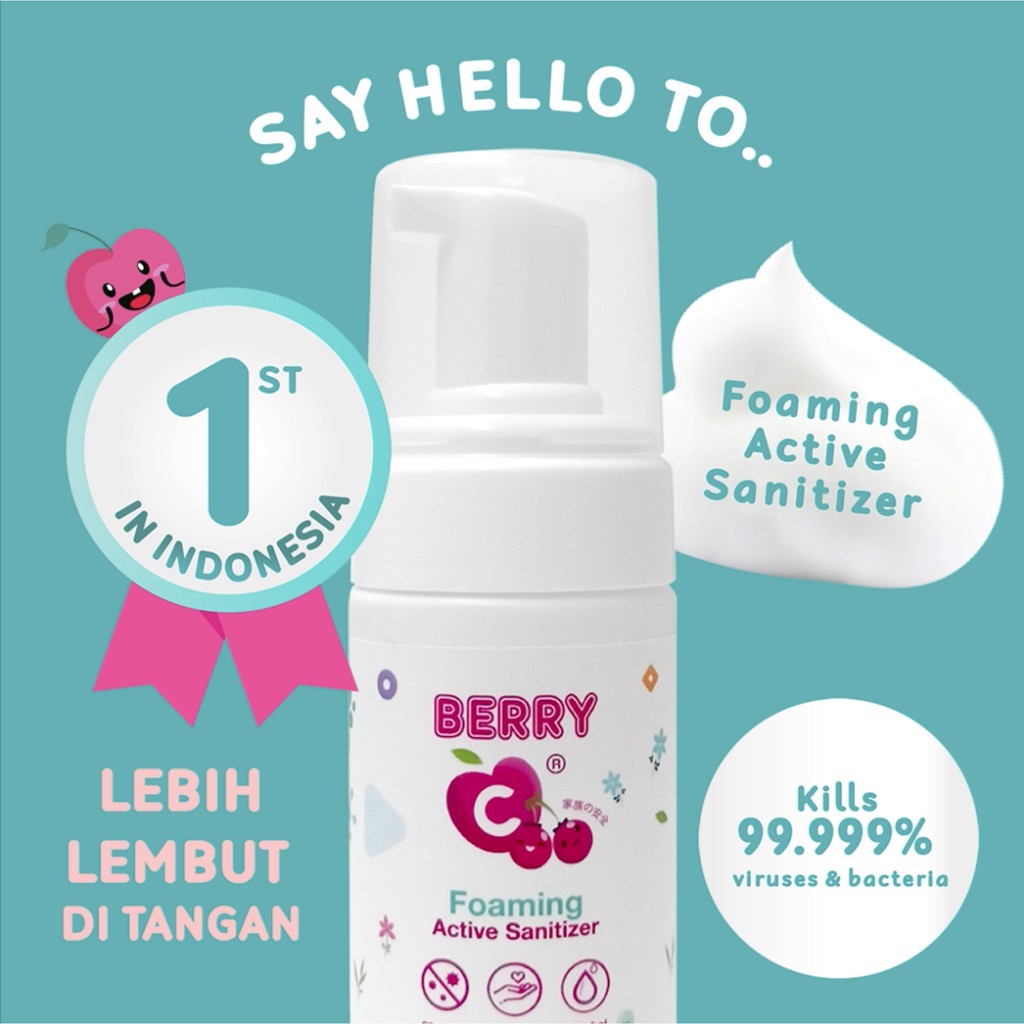 BerryC - Berry C Active Sanitizer Foam untuk Hand &amp; Body, non sticky, non wet, rinseless wash 120ml