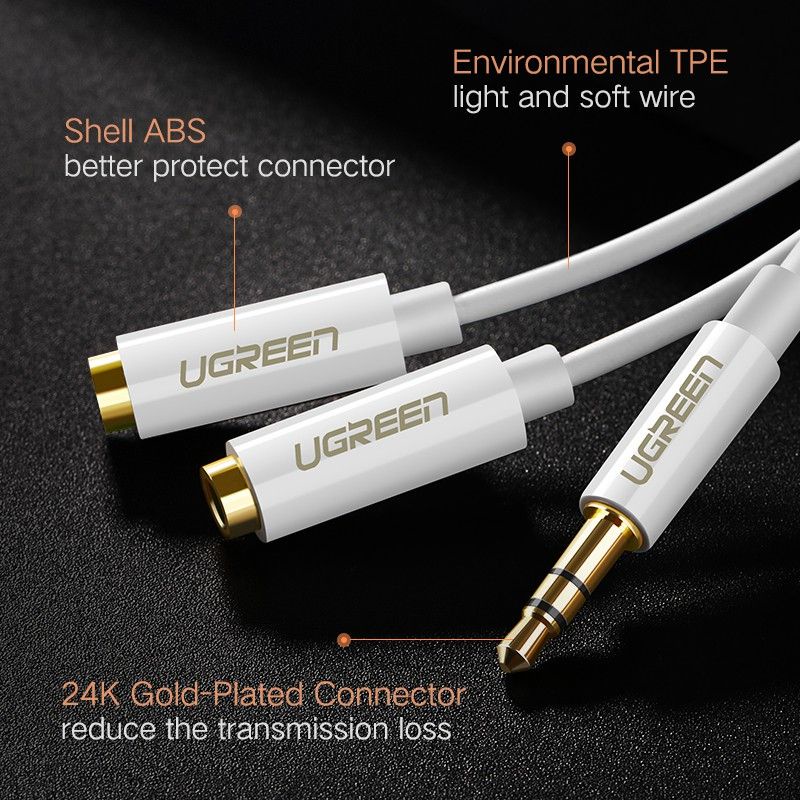 UGREEN Original Kabel Splitter Y Audio Stereo 3.5mm Male to 2 Port Female