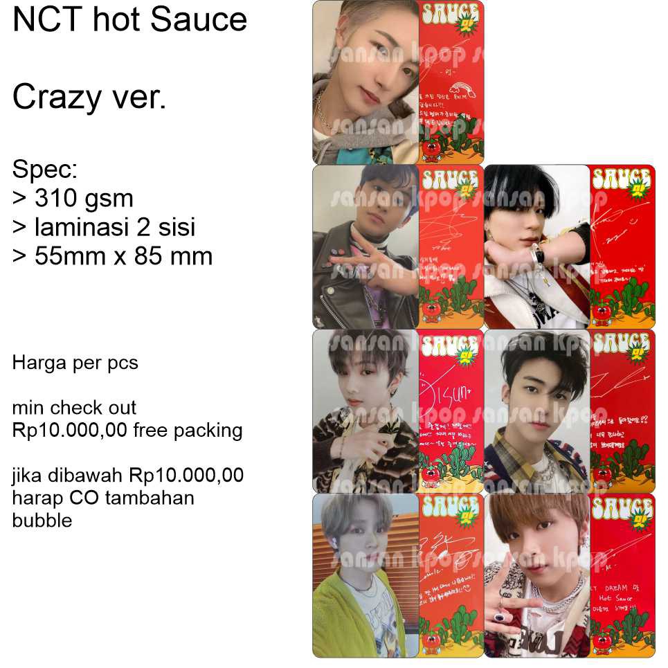 photocard nct DREAM Hot Sauce Crazy Unofficial