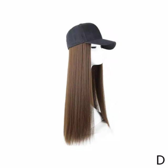 Wig Rambut Palsu Plus Topi Base Ball Panjang 60 CM