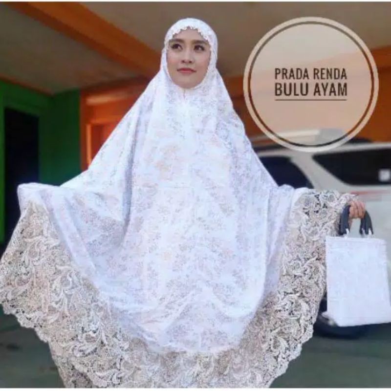 1 SET MUKENA JUMBO EKLUSIF RENDA KAIN KATUN SEMI SUTRA BORDIR