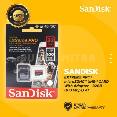 Micro SDHC Sandisk 32Gb U3 V30 EXTREME PRO 100MB/S