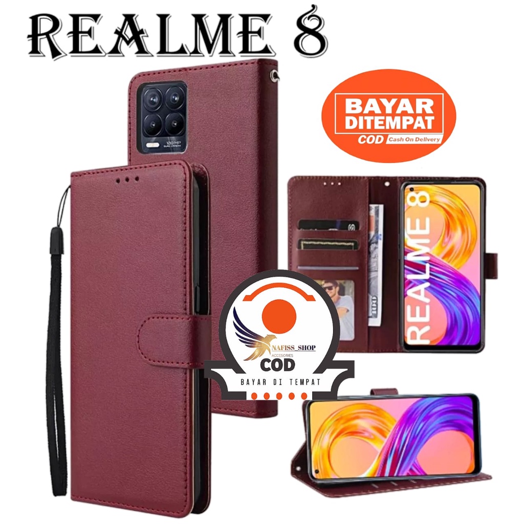 Case Flip Realme 8 / Realme 8 Pro Dompet Hp untuk Realme 8 / Realme 8 Pro Leather Flip Case standing