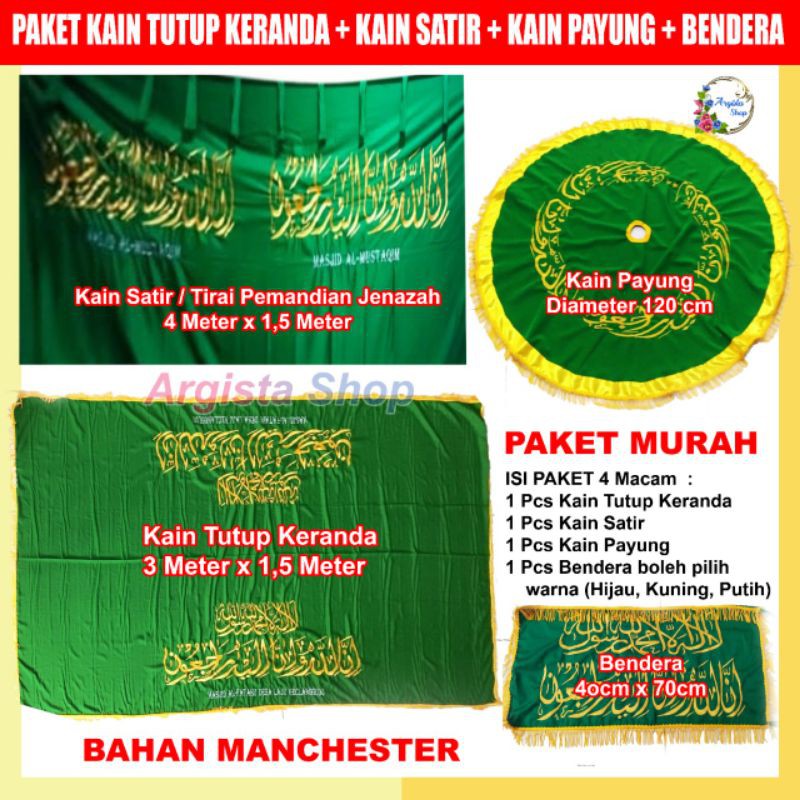 Harga paket {kain tutup keranda+kain payung jenazah+ bendera kematian+kain satir}