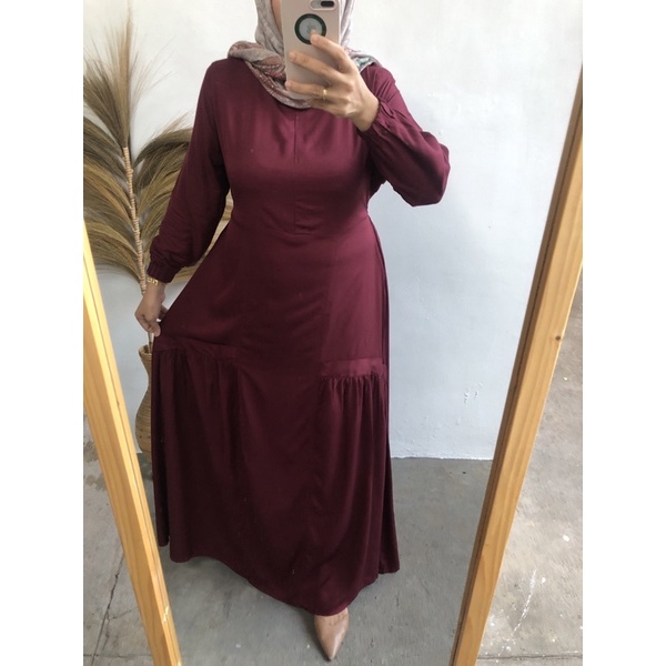gamis katun twill polos tebal
