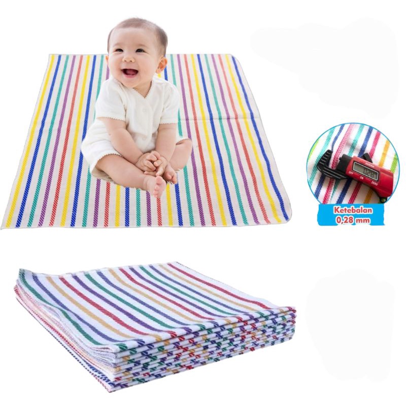 1 LUSIN Alas Ompol Bayi Motif Lurik Rainbow Size BESAR Daya Serap Air Bagus