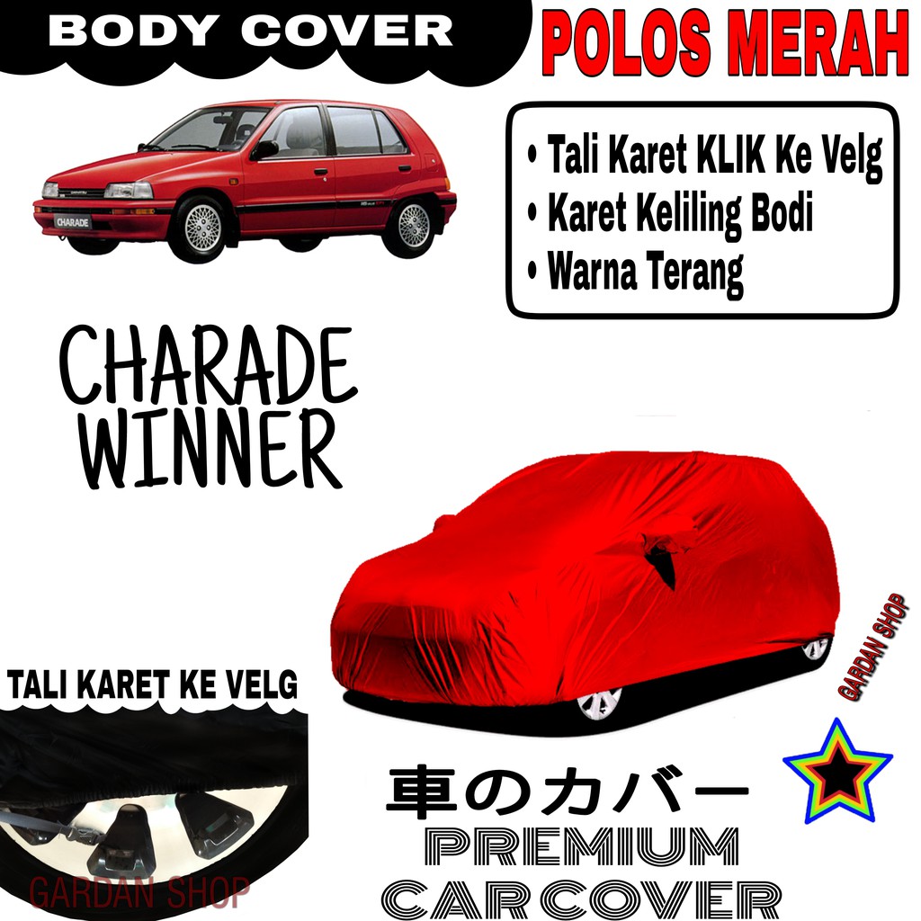 Sarung Mobil CHARADE WINNER Polos MERAH Body Cover Penutup Body Winner PREMIUM