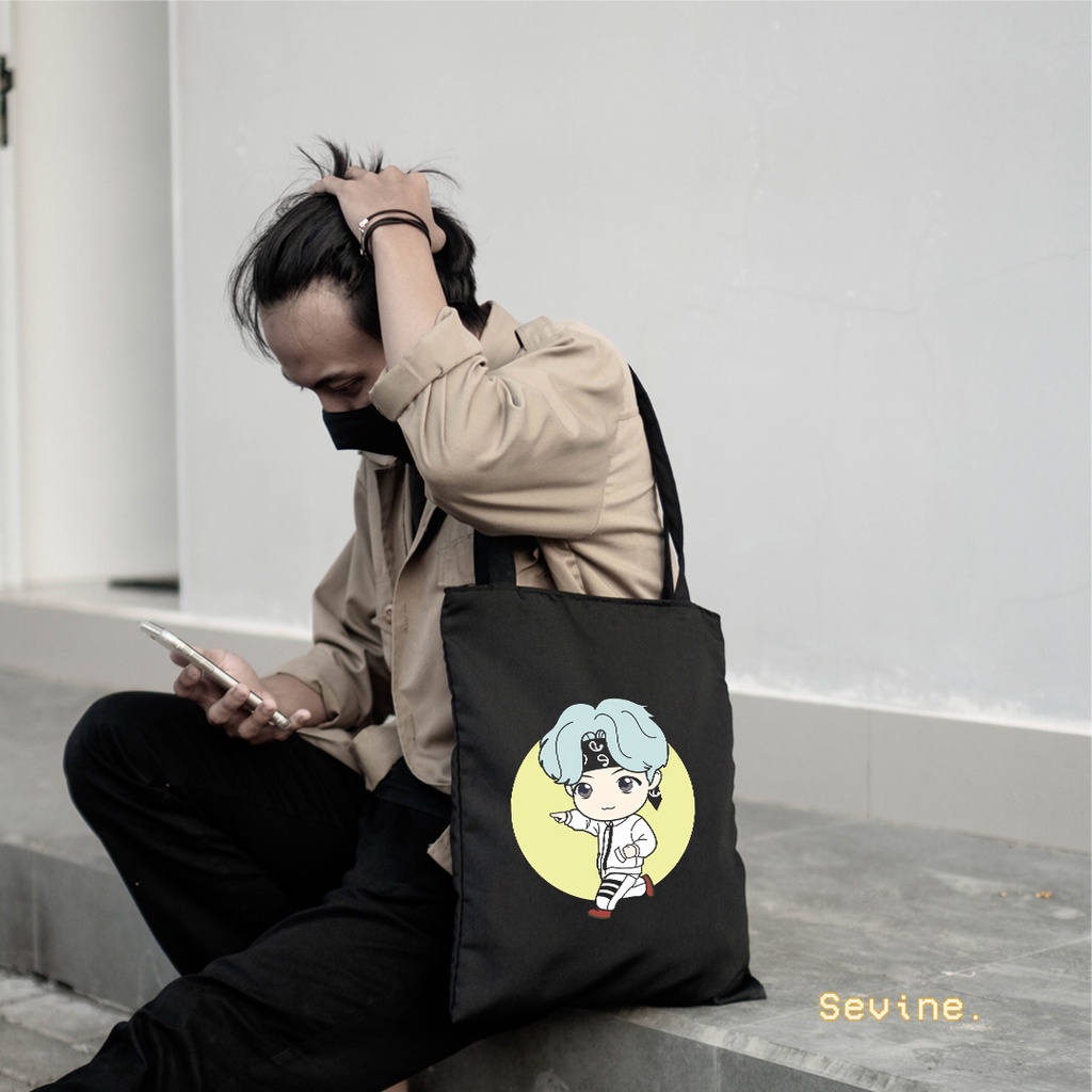 Sevine Totebag Tas Wanita Tote bag Resleting Korean Style Black Series - CH5