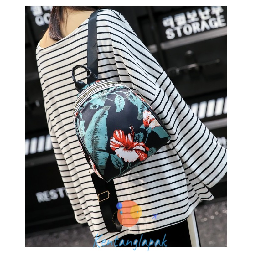 Backpack / Tas Ransel Mini Wanita Korea Flower Floral Termurah