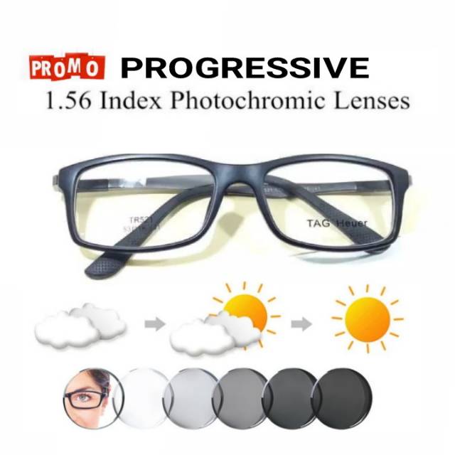 KACAMATA PROGRESIF PHOTOCROMIC LENSA BACA PLUS MINUS TANPA CYLINDER