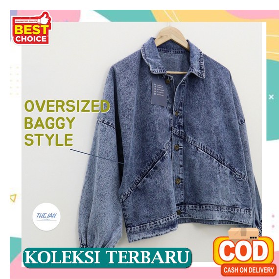 Hum - Zfs Jaket Levis Polos / Vintage Oversize Jacket / Jaket Oversize / Jaket Tangan Karet / Jaket 