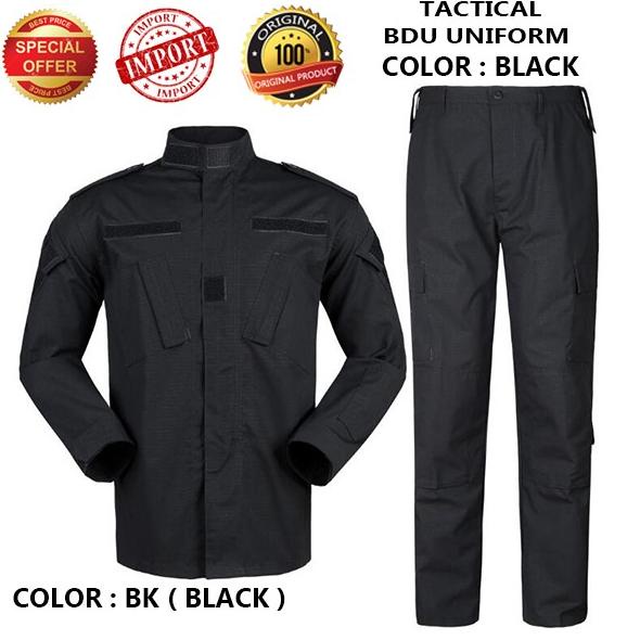 BDU TACTICAL UNIFORM-BAJU SET ARMY IMPORT COLOR BLACK Star Seller