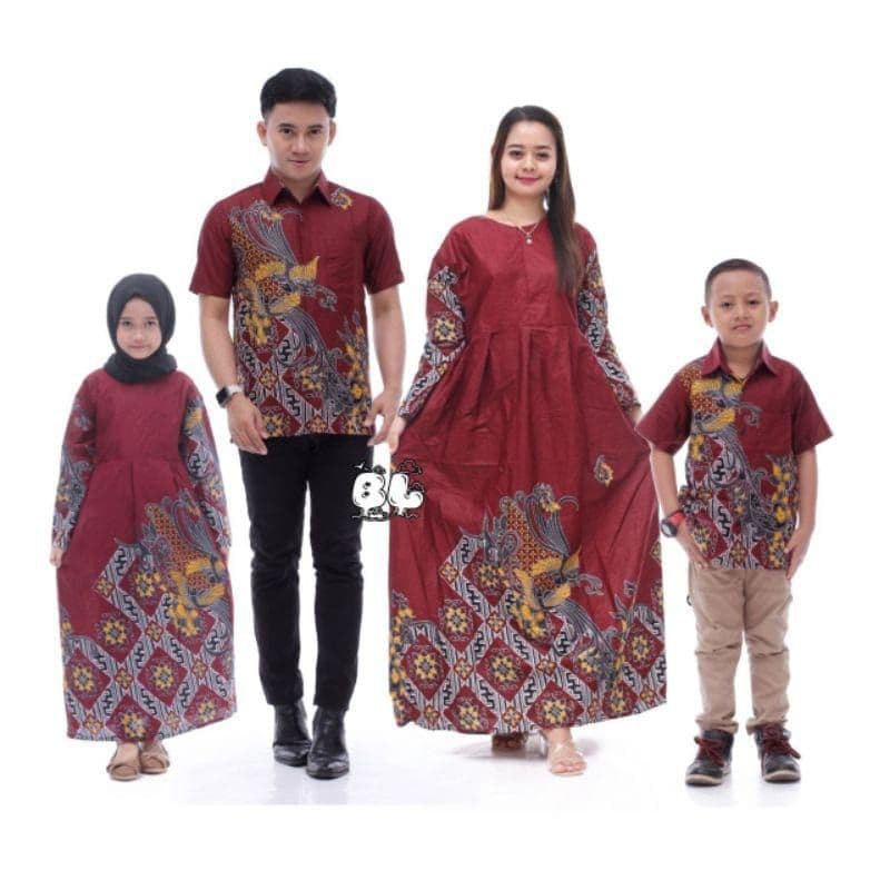 Batik Couple Keluarga, Baju Kondangan Sania Ruffle Ori Ndoro Jowi Dnt Motif Manok Abu