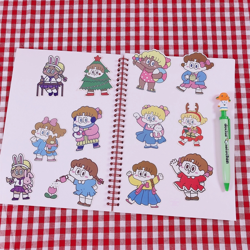 Korean ins net red card girl hand account DIY sticker cartoon lovely notebook album shell sticker