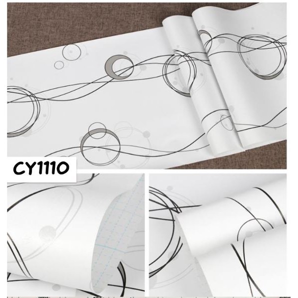 CY1110 WHITE BUBBLE LINE 10 m X 45 cm Wallpaper Stiker Dinding