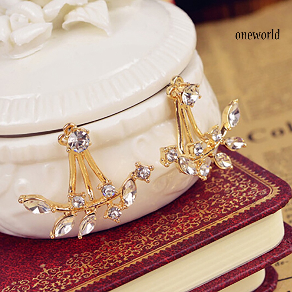 OW@ 1 Pair Women Earrings Attractive Jewelry Gift Mini Women Rhinestone Ear Studs for Wedding