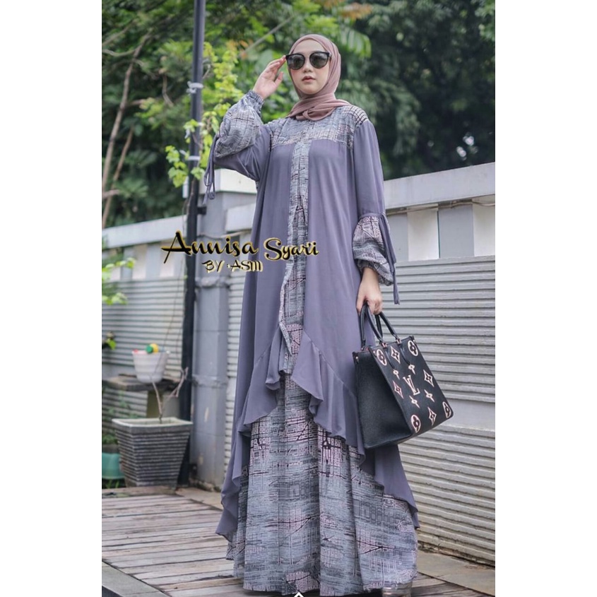 Gamis Syari Mewah Dress Muslim Ceruty Babydoll Muslim Wanita Original Terbaru Brand Annisa By ASM